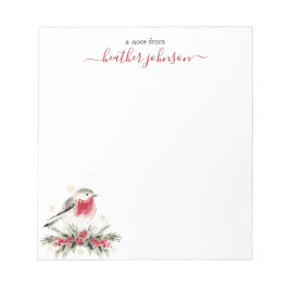 Hearthlight Notes Winter Robin Bird Personalized ノートパッド