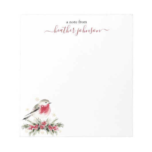Hearthlight Notes Winter Robin Bird Personalized ノートパッド (正面)
