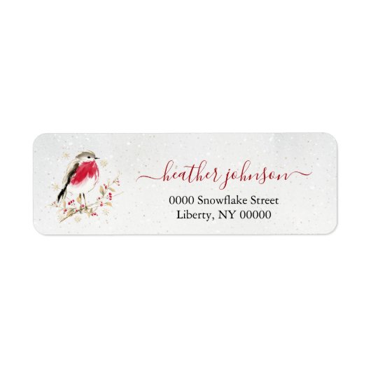 Hearthlight Notes Winter Robin Bird Personalized ラベル (正面)