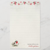 Hearthlight Notes Winter Robin Bird Personalized 便箋 (正面)