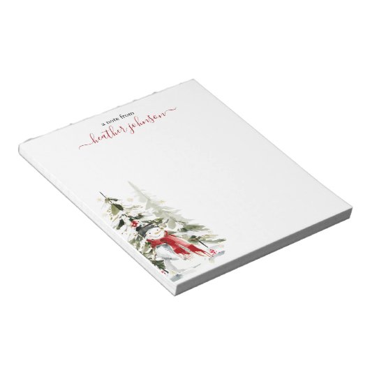 Hearthlight Notes Winter Snowman Personalized ノートパッド (アングル)