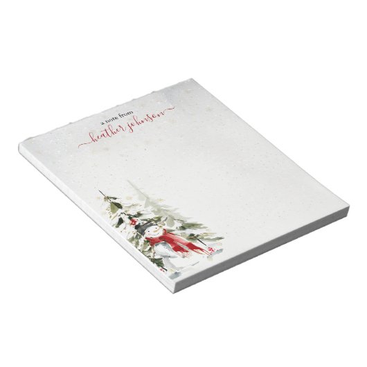 Hearthlight Notes Winter Snowman Personalized ノートパッド (アングル)