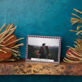 Hearthpine | Plum Gingham 1st Christmas Engaged フォトプラーク (側面)