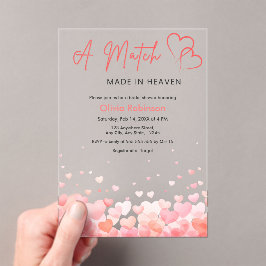 Hearts A Match Made in Heaven Bridal Shower  アクリル招待状