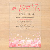 Hearts A Match Made in Heaven Bridal Shower  アクリル招待状 (正面)