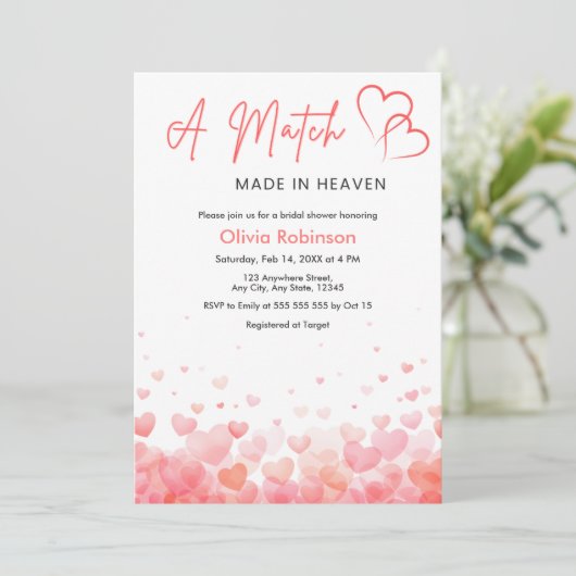 Hearts A Match Made in Heaven Bridal Shower  招待状 (スタンド正面)