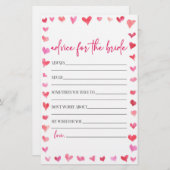 Hearts Advice For The Bride Bridal Shower Game  便箋 (正面/裏面)