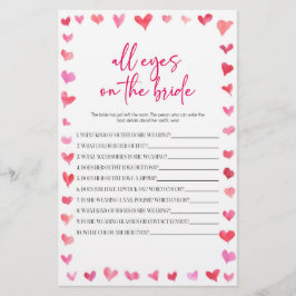 Hearts All Eyes On The Bride Bridal Shower Game  便箋