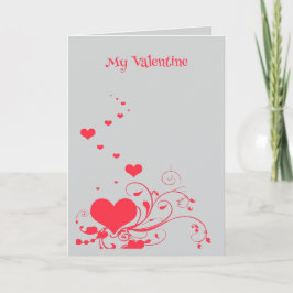 Hearts And Elegant Curling Flourishes Minimal  カード