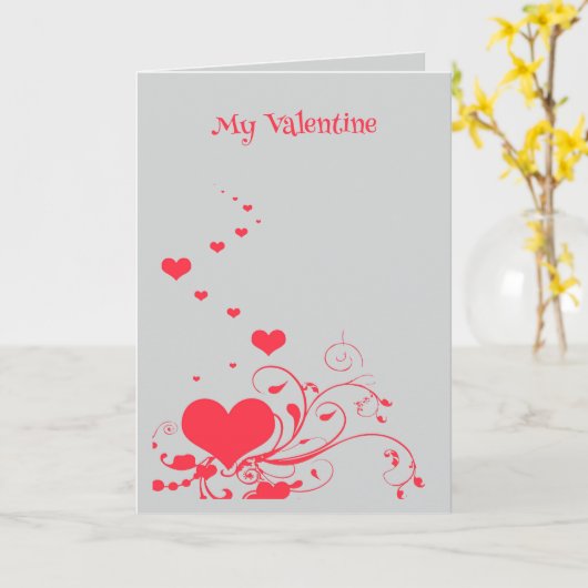 Hearts And Elegant Curling Flourishes Minimal  カード (黄色い花)