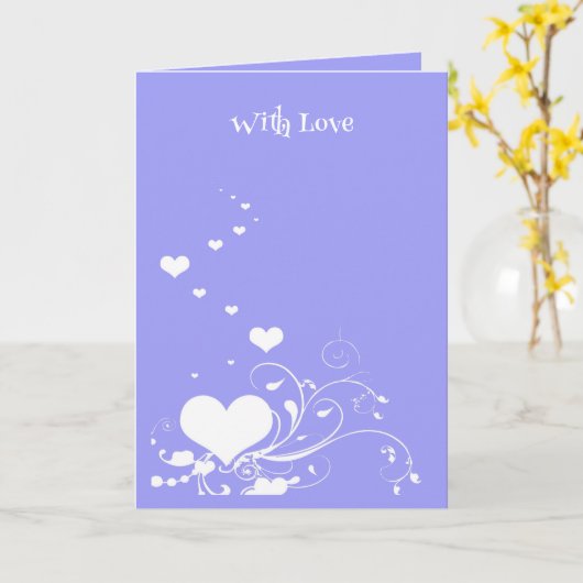 Hearts And Elegant Curling Flourishes Minimal Illu カード (黄色い花)