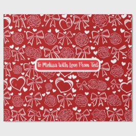 Hearts and Roses Personalizable Wrapping Paper ラッピングペーパー