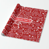 Hearts and Roses Personalizable Wrapping Paper ラッピングペーパー (アンロールド)
