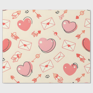Hearts Arrows Letters Valentine Wrapping Paper ラッピングペーパー