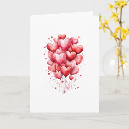 Hearts Balloon Romantic Love カード (黄色い花)