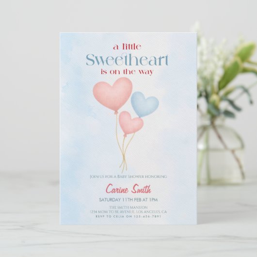 Hearts balloons  Baby Shower  Invitation 招待状 (スタンド正面)