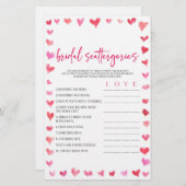 Hearts Bridal Scattergories Bridal Shower Game  便箋 (正面/裏面)