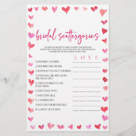 Hearts Bridal Scattergories Bridal Shower Game  便箋