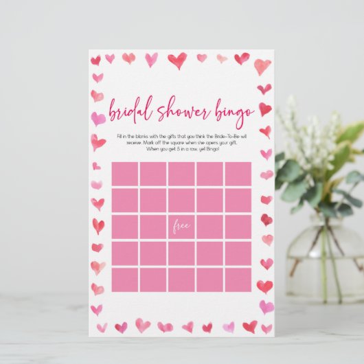 Hearts Bridal Shower Bingo Bridal Shower Game  便箋 (スタンド正面)