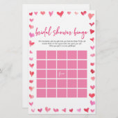 Hearts Bridal Shower Bingo Bridal Shower Game 便箋 (正面/裏面)