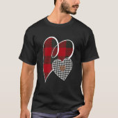 Hearts Buffalo Plaid Red White Leopard Heart Valen Tシャツ (正面)