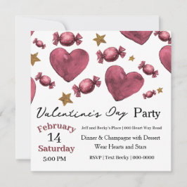 Hearts Candies and Stars Valentine Invitation シーズンカード