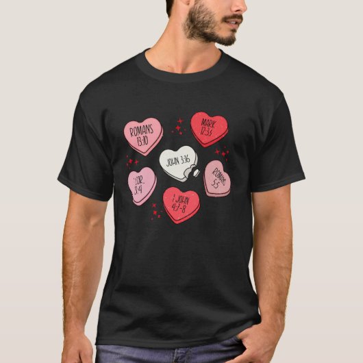 Hearts Candy Christian Faith Valentines Day Men Wo Tシャツ (正面)