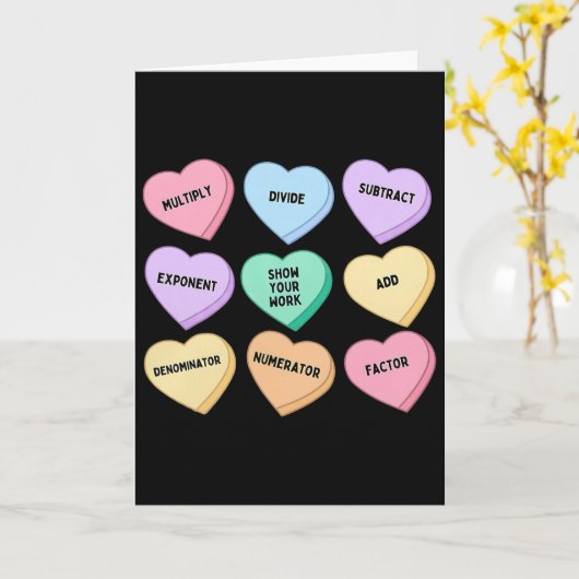 Hearts Candy Math Teacher Valentine Day Algebra Ge カード (黄色い花)