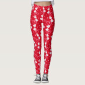 Hearts doodles pattern, Red, Leggings レギンス (正面)