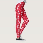 Hearts doodles pattern, Red, Leggings レギンス (右)