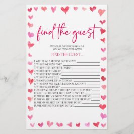 Hearts Find The Guest Bridal Shower Game  便箋