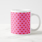 Hearts Galore, red hearts on pink, ジャンボコーヒーマグカップ (右)