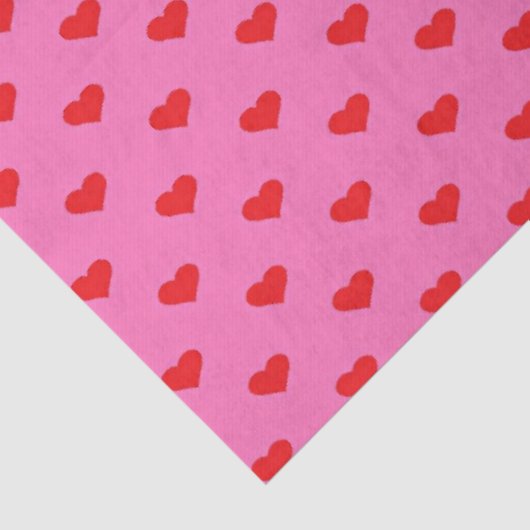 Hearts Galore, red hearts on pink, 薄葉紙 (詳細)