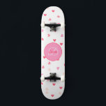 Hearts Girl Skateboard Monogram & Name スケートボード<br><div class="desc">Make this Hearts Girl Skateboard with Monogram & Name your own by adding your text. To access advanced editing tools, please go to "Personalize this template" and click on "Details", scroll down and press the "click to customize further" link. Ideal for any Occasion such as birthday or Graduation, for outdoor...</div>
