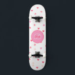 Hearts Girl Skateboard Monogram & Name スケートボード<br><div class="desc">Make this Hearts Girl Skateboard with Monogram & Name your own by adding your text. To access advanced editing tools, please go to "Personalize this template" and click on "Details", scroll down and press the "click to customize further" link. Ideal for any Occasion such as birthday or Graduation, for outdoor...</div>