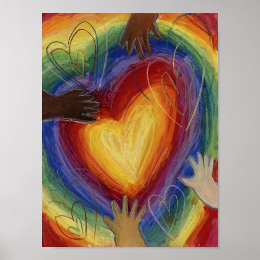 Hearts & Hands Love Painting Art Poster Print ポスター (正面)