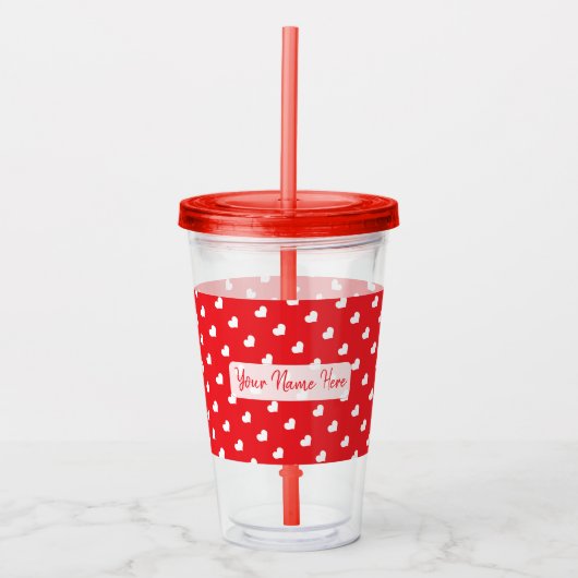 Hearts Happy Valentine’s Day Modern Love Pattern アクリルタンブラー (正面)