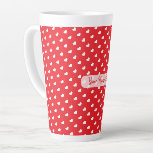 Hearts Happy Valentine’s Day Modern Love Pattern カフェラテマグ (左アングル)