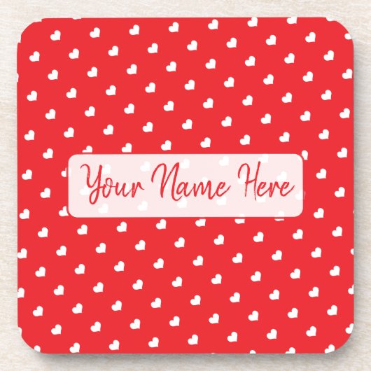 Hearts Happy Valentine’s Day Modern Love Pattern コースター (正面)