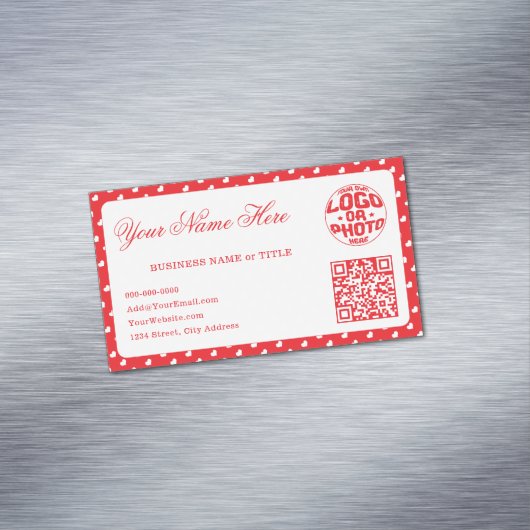 Hearts Happy Valentine’s Day Modern Love Pattern マグネット名刺 (インサイチュ)