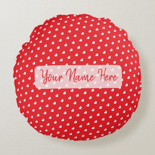 Hearts Happy Valentine’s Day Modern Love Pattern ラウンドクッション (正面)