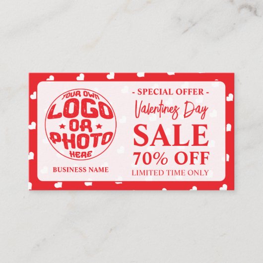 Hearts Happy Valentine’s Day Modern Love Pattern 割引カード (正面)