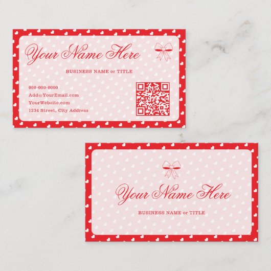 Hearts Happy Valentine’s Day Modern Love Pattern 名刺 (正面/裏面)