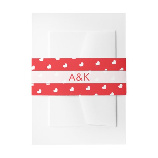 Hearts Happy Valentine’s Day Modern Love Pattern 招待状ベリーバンド (正面例)