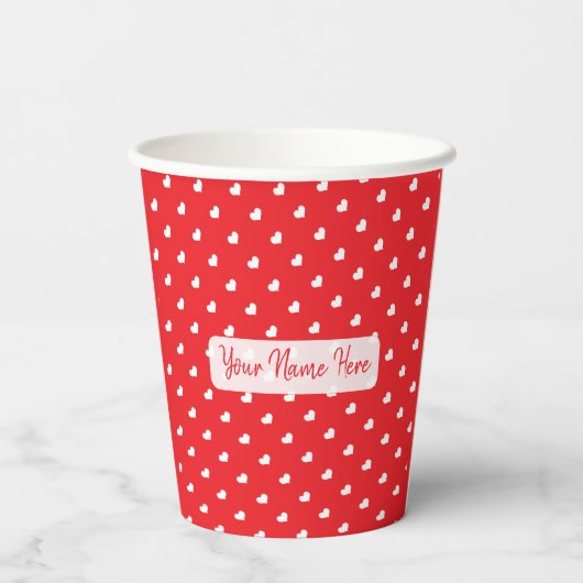 Hearts Happy Valentine’s Day Modern Love Pattern 紙コップ (裏面)