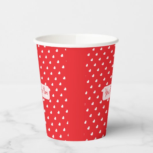Hearts Happy Valentine’s Day Modern Love Pattern 紙コップ (左)