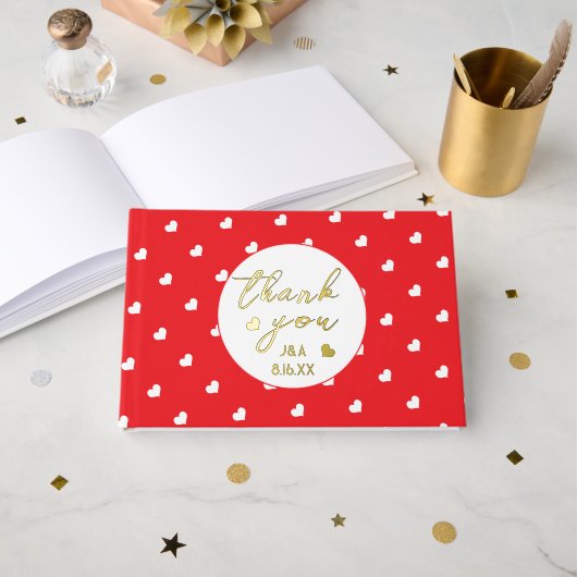 Hearts Happy Valentine's Day Modern Love Pattern ゲストブック (正面見開き)