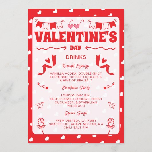 Hearts Happy Valentine's Day Modern Love Pattern メニュー (裏面)