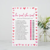 Hearts He Said She Said Bridal Shower Game  便箋 (スタンド正面)