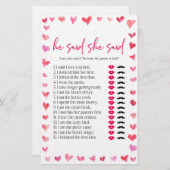Hearts He Said She Said Bridal Shower Game  便箋 (正面/裏面)